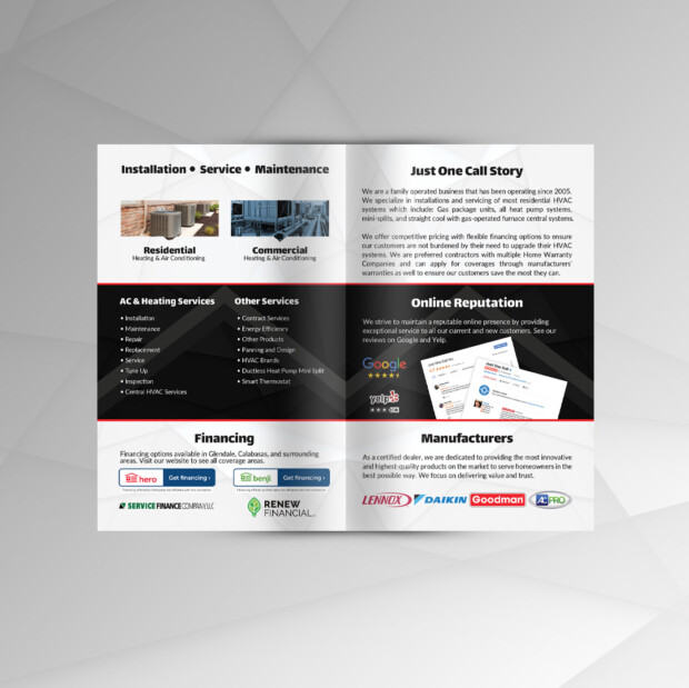 Just One Call Bi-Fold Brochure | Ae Graphic Elements