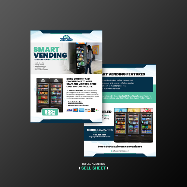 Refuel Amenities Sell Sheet Design | Ae Graphic Elements