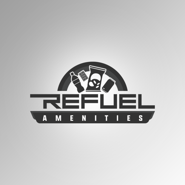 Refuel Amenities Combination Mark Monochrome Logo Design | Ae Graphic Elements