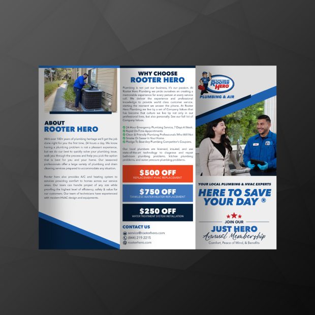 Rooter Hero Tri-Fold Outer Spread Design | Ae Graphic Elements