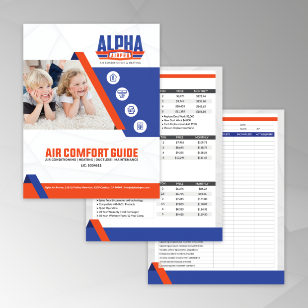 Alpha Air Pro Sales Book Portfolio | Ae Graphic Elements