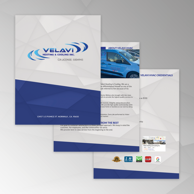 Velavi Heating & Cooling Sales Book Portfolio | Ae Graphic Elements