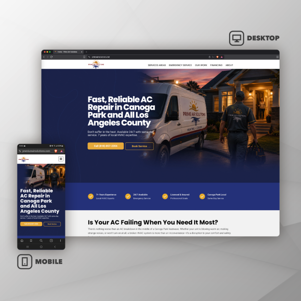 Prime Air Solutions HVAC | Web Design